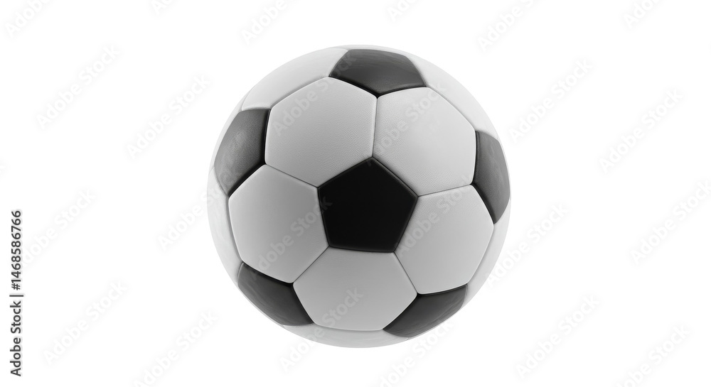 Fototapeta premium Monochrome soccer ball levitating in darkness