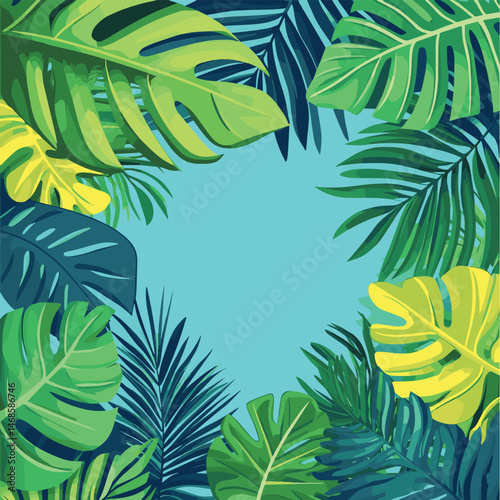 Tropical leafs concept banner. Cartoon illustration of tropical leafs vector concept banner for web design, vector style simple color