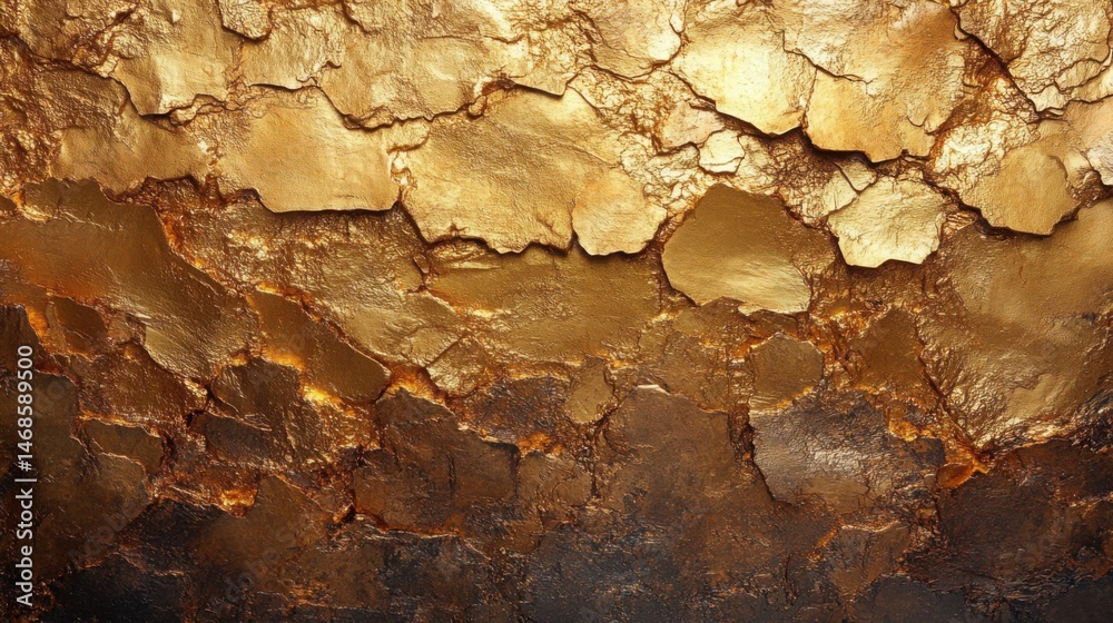 Fototapeta premium Abstract Gold Texture Cracked Metallic Surface Rich Brown and Golden Hues Luxury Background