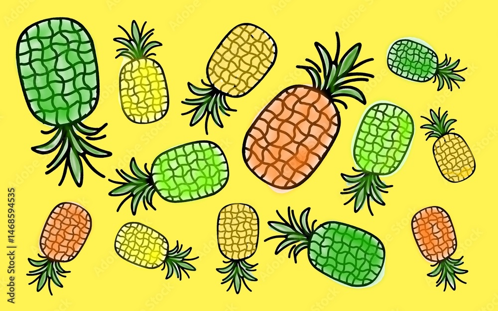 Cute pineapple fruits pattern background vector design. pineapple fruit illustration in flat style. fresh summer pine apple. summer Background Background Cute pineapple fruits pattern background vector design. pineapple fruit illustration in flat style. fresh summer pine apple. summer Background Background