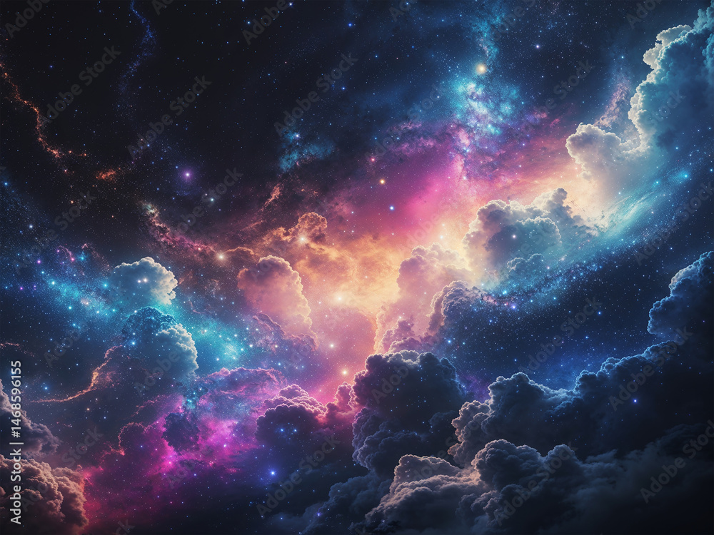 Fototapeta premium Colorful Spiral Galaxy with Cosmic Explosion in Deep Space – Sci-Fi Digital Art