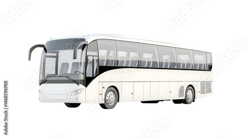 White passenger bus side view, isolated on a white background. Comfortable tourist bus, international passenger transportation. Ai Generated Images