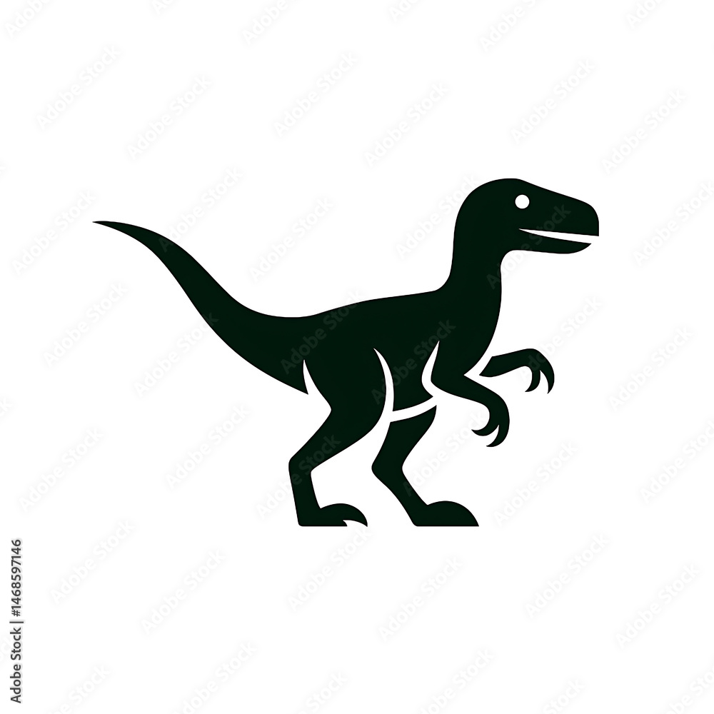 Fototapeta premium Flat and Minimal velociraptor icon design of silhouette on white background