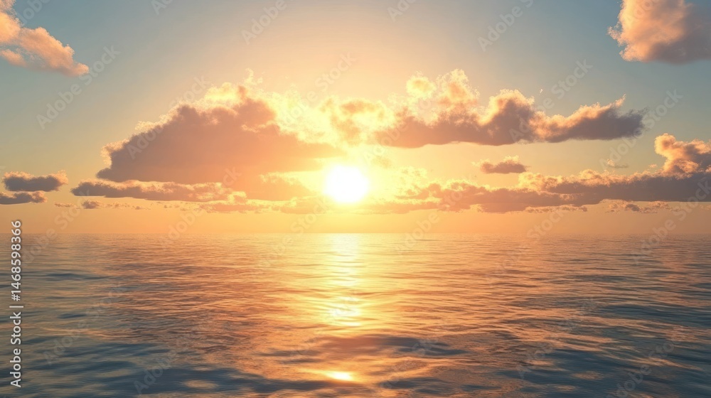 Fototapeta premium Serene sunset over calm ocean.