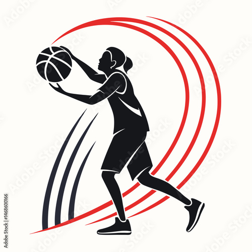 : vector icon of a person playing with a ball, black silhouette, white background, modern design