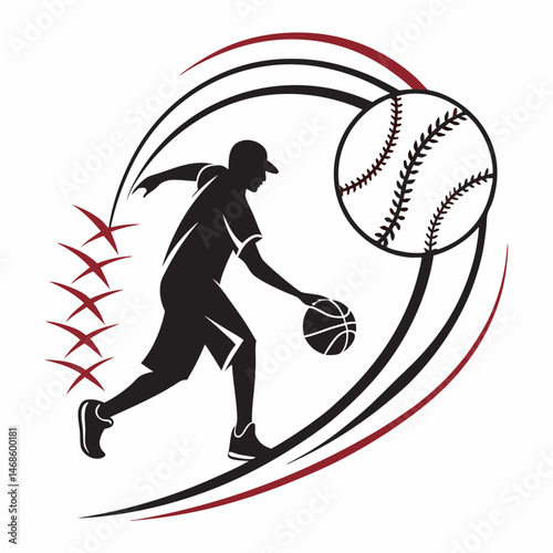 : vector icon of a person playing with a ball, black silhouette, white background, modern design