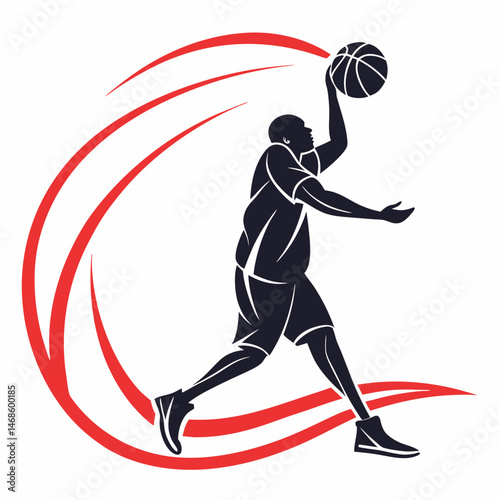 : vector icon of a person playing with a ball, black silhouette, white background, modern design