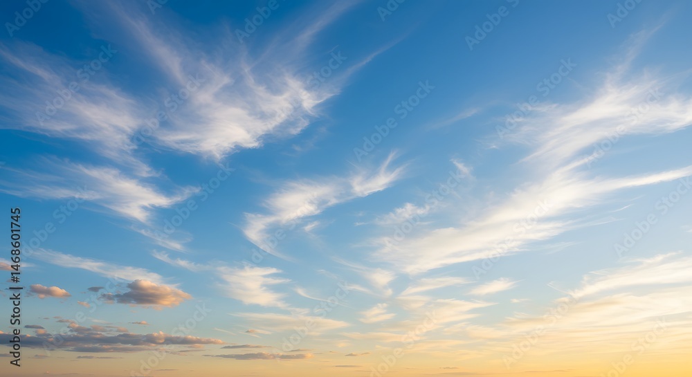 Obraz premium Sky with White Cloud at Sunset