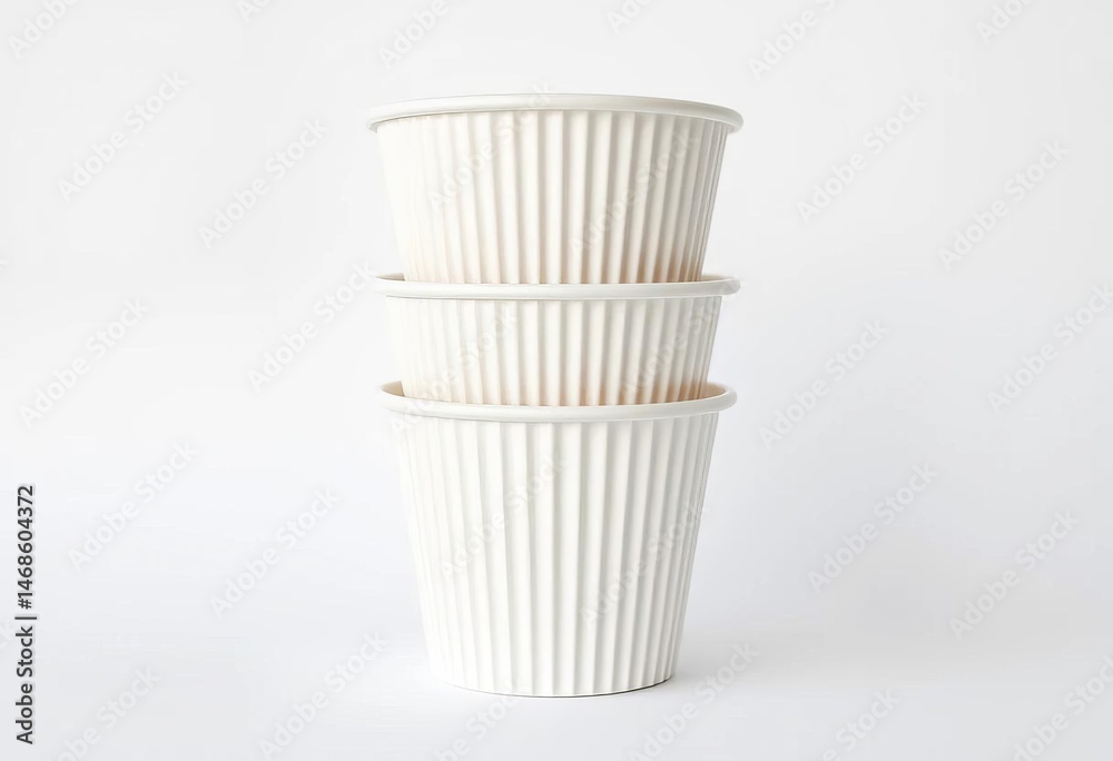 custom made wallpaper toronto digitalThree layers of white paper cups, neatly stacked against a white background, drinkware, office