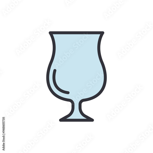 Elegant hurricane glass icon on White backdrop for bar and drink designs