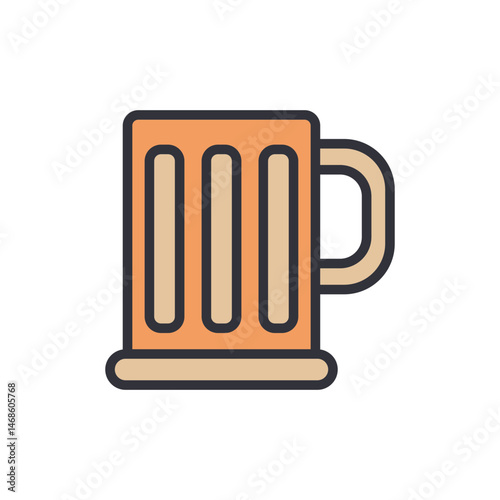 Stylized graphic illustration of a classic beer mug on white background