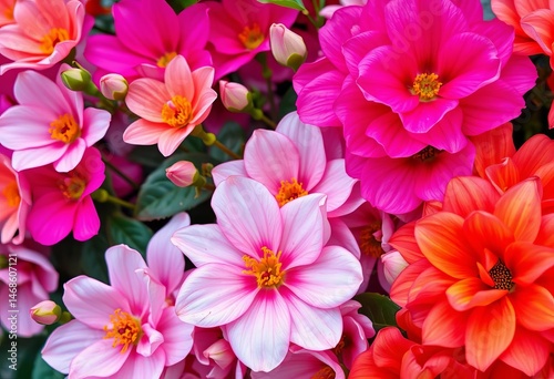 Vibrant garden blossoms, soft petals, fragrant blooms,  gentle petals,  summer