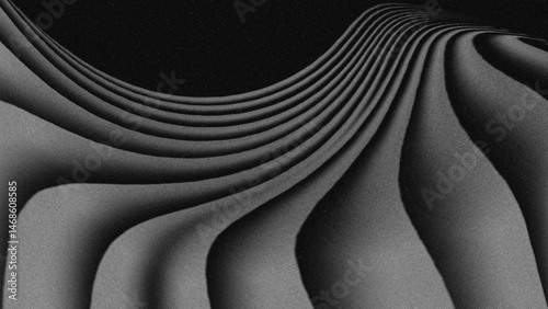 Фотография Metallic black and white pleat pattern with subtle sheen and soft texture like glossy satin pleats