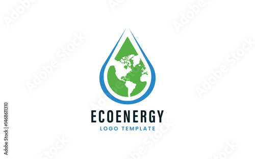 Earth and Map Water Drop Logo for Global Eco Business