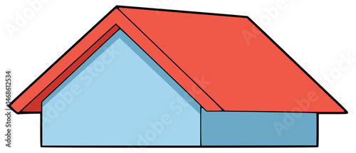 red house roof building real estate flat color vector illustration template design