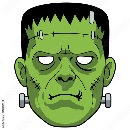 frankenstein mask halloween party carnival celebration birthday flat color vector illustration template design