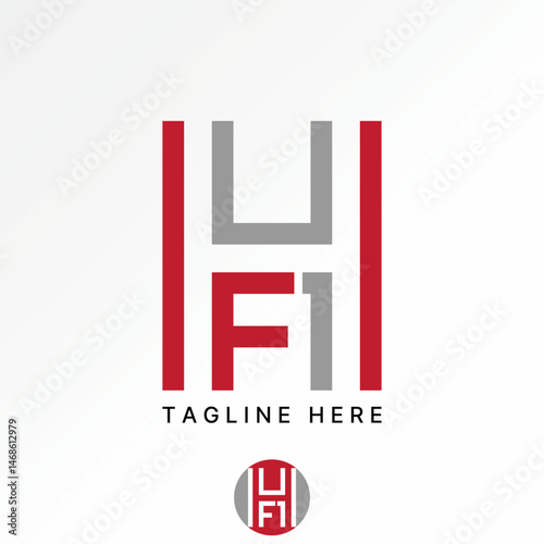 Logo design graphic concept creative premium vector stock image top sell initial H HF1 font line cut negative space monogram typography business brand