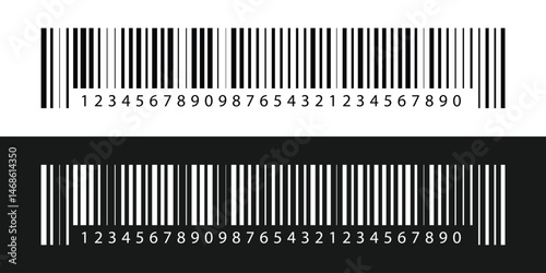 Barcode and QR code labels for scanning, retail store product ID labeling stickers. Pricing tags, serial number badges, inventory barcodes, package tracking codes vector in eps 10.