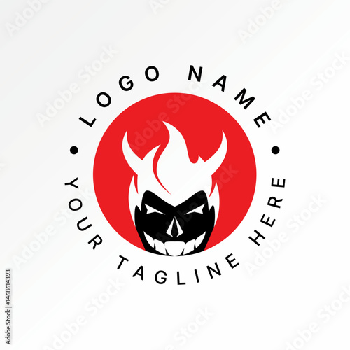 Logo design graphic concept creative premium vector stock image top sell head horned devil demon satanic face lucifer skull horror symbol gothic scary