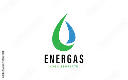 Clean Water Drop Logo with Green Leaf for Eco Business