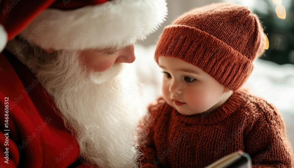 Obraz premium Santa and baby close-up