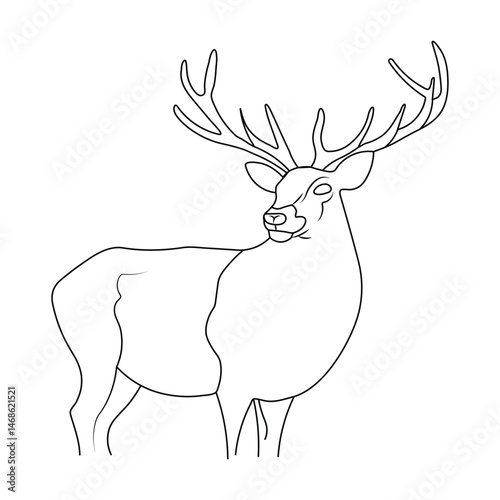 Vector illustration of a wild deer head silhouette with antlers, a mammal often associated with nature and hunting