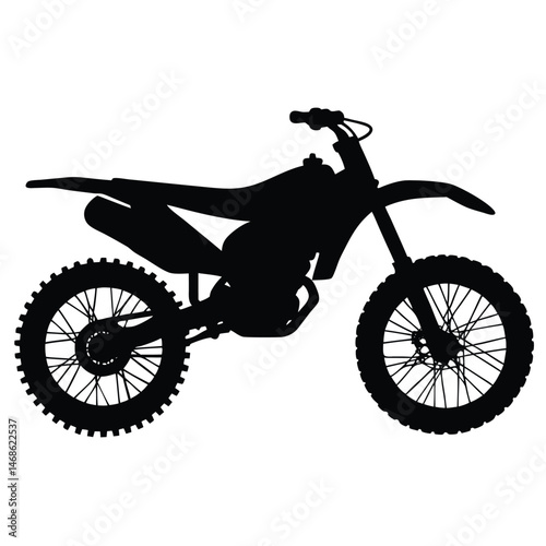 Enduro Motorcycle Silhouette – Off-Road Dual-Sport Bike Vector Illustration for Adventure, Racing, and Rugged Terrain Design

