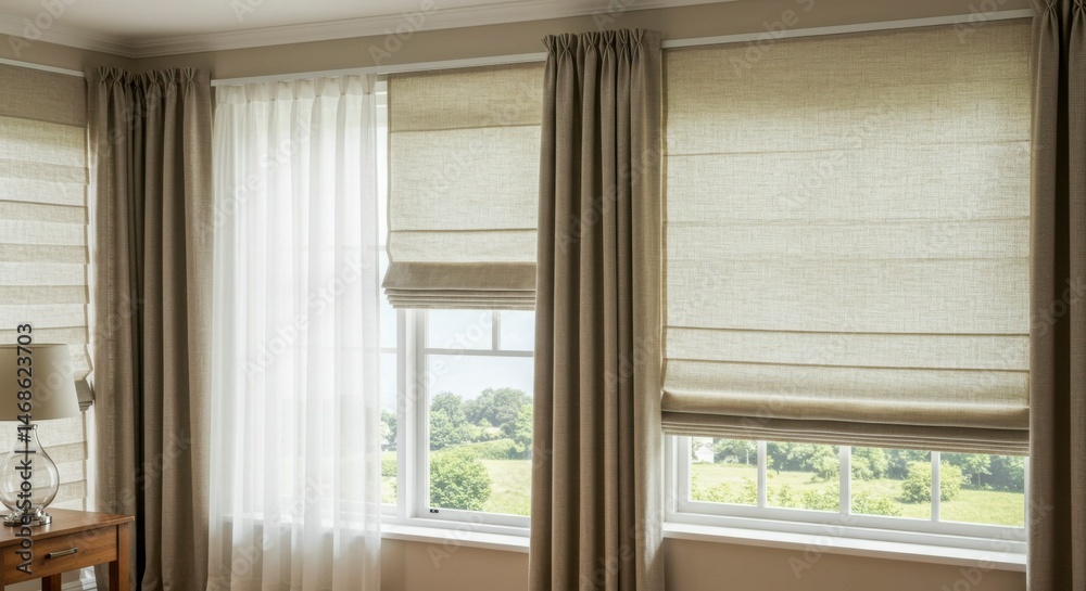 Fototapeta premium Beige window treatments