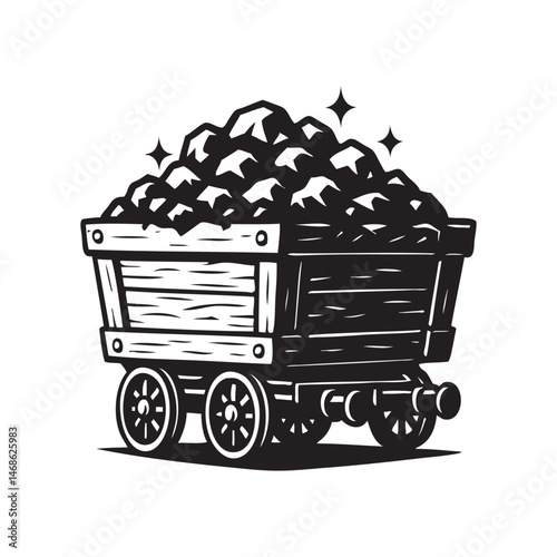 mining train filled with gold rocks