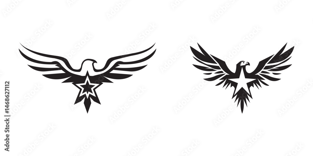 Obraz premium Isolated silhouette of eagle with star