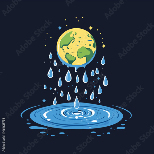 World water day, Save the Water and world, vector style simple color