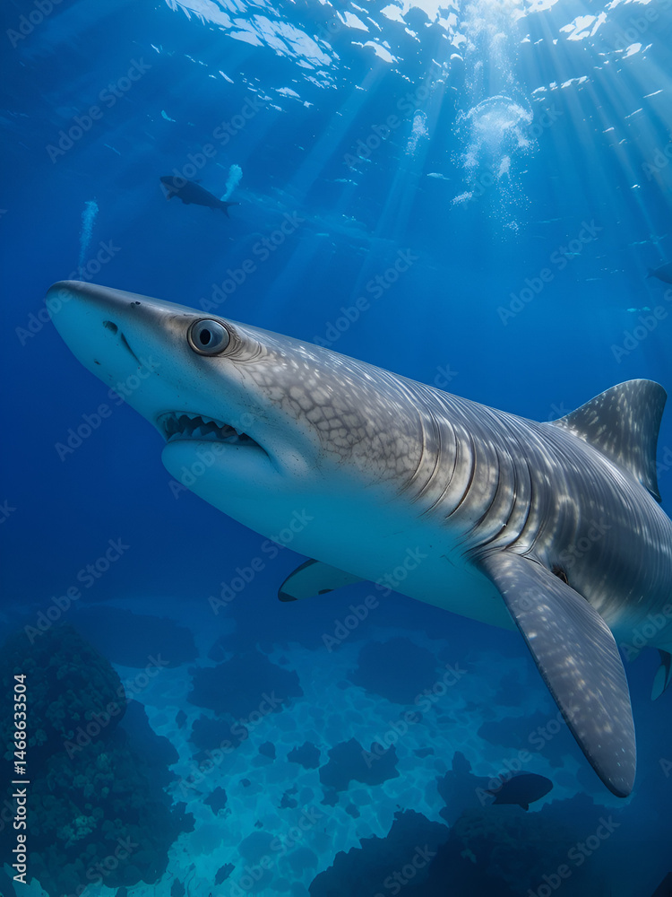 Naklejka premium Hammerhead shark, French Polynesia