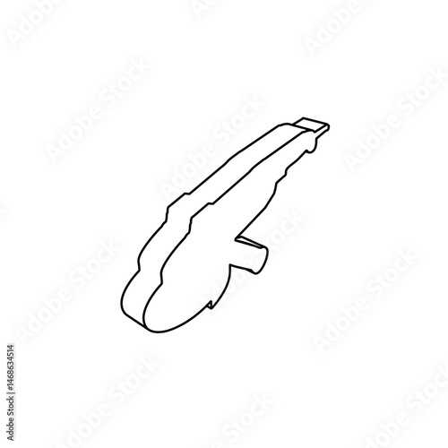 The outline of a large angle grinder symbol is made with black lines. 3D view of the object in perspective. Vector illustration on white background