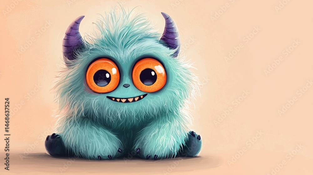 Obraz premium Cute monster sitting, digital art