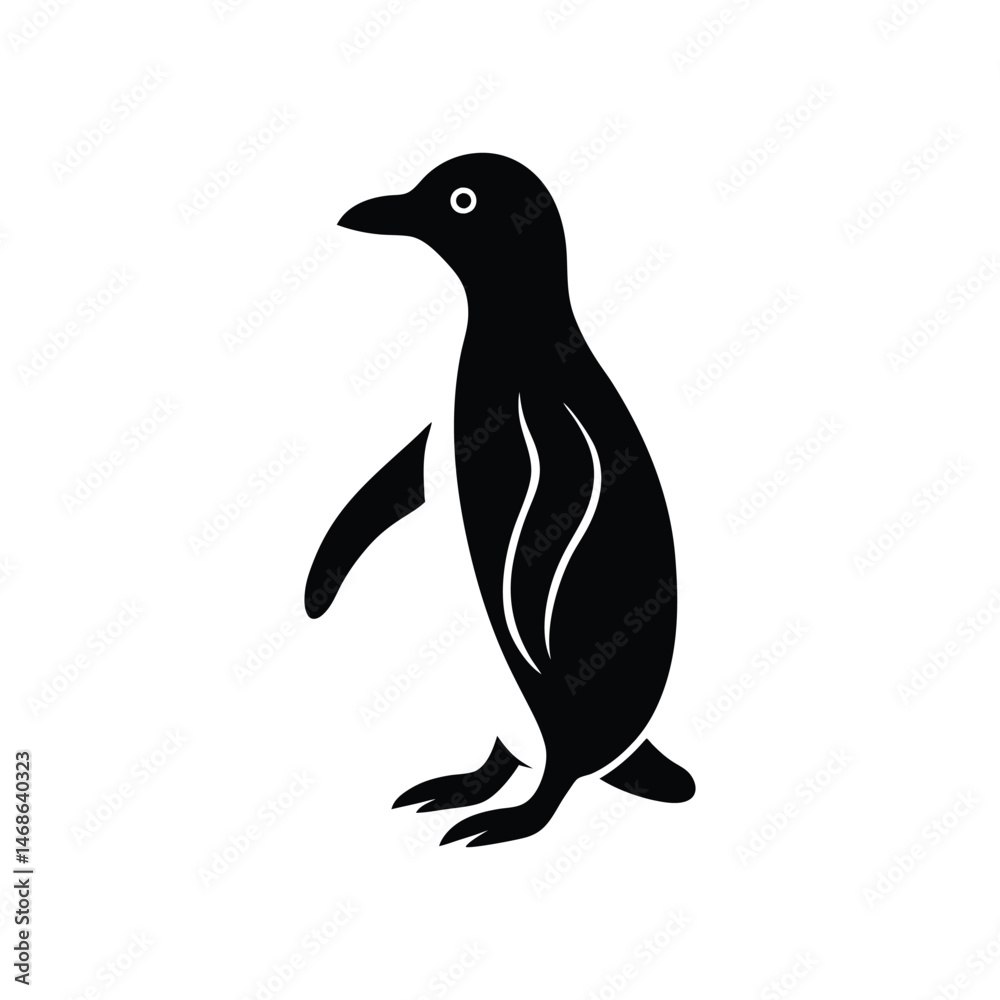 Naklejka premium Baby penguin silhouette vector illustration
