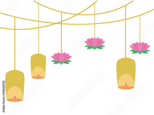 Vesak Day Decoration Hanging Line Art
