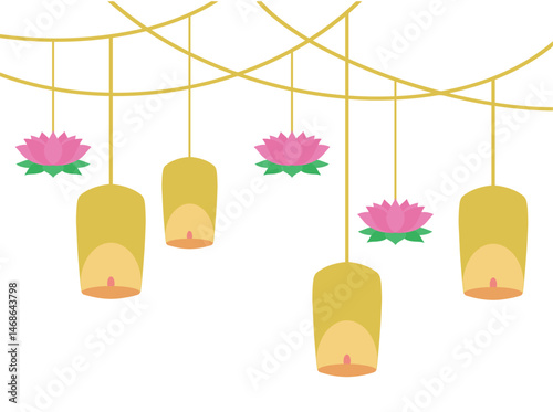 Vesak Day Decoration Hanging Line Art
