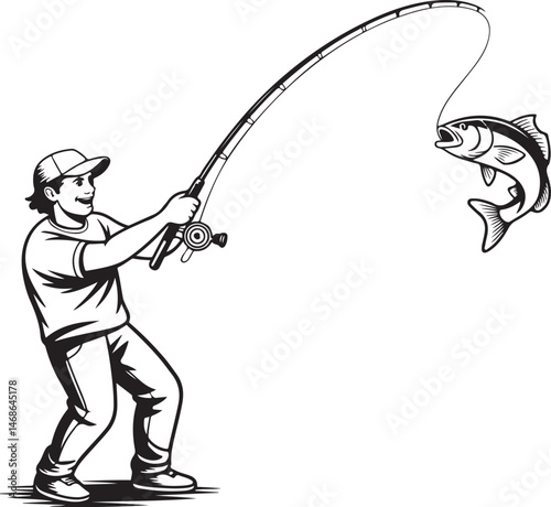 Fishing SVG – Fish Hunting Silhouette for Outdoor Lovers

Fisherman Vector – Bass & Trout Hunting Clipart

Catch of the Day – Fishing Silhouette for Shirts & Decals

Angler Clipart – Wild Fish Vector 