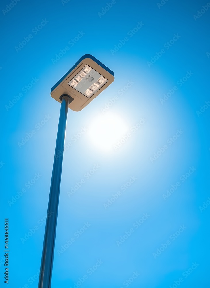 Outdoor Light on Pole against Blue Sky Outdoor Light on Pole against Blue Sky