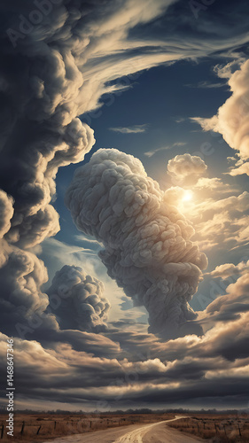 Vibrant Sunset Clouds Over Scenic Highway: Dramatic Sky and Nature Landscape