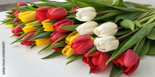Tulips Bouquet Red, Yellow,...