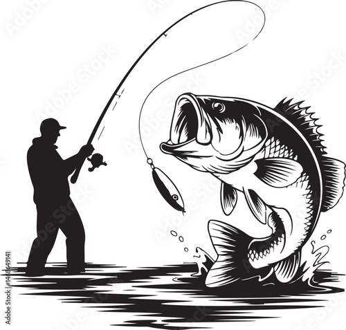Fishing SVG – Fish Hunting Silhouette for Outdoor Lovers

Fisherman Vector – Bass & Trout Hunting Clipart

Catch of the Day – Fishing Silhouette for Shirts & Decals

Angler Clipart – Wild Fish Vector 