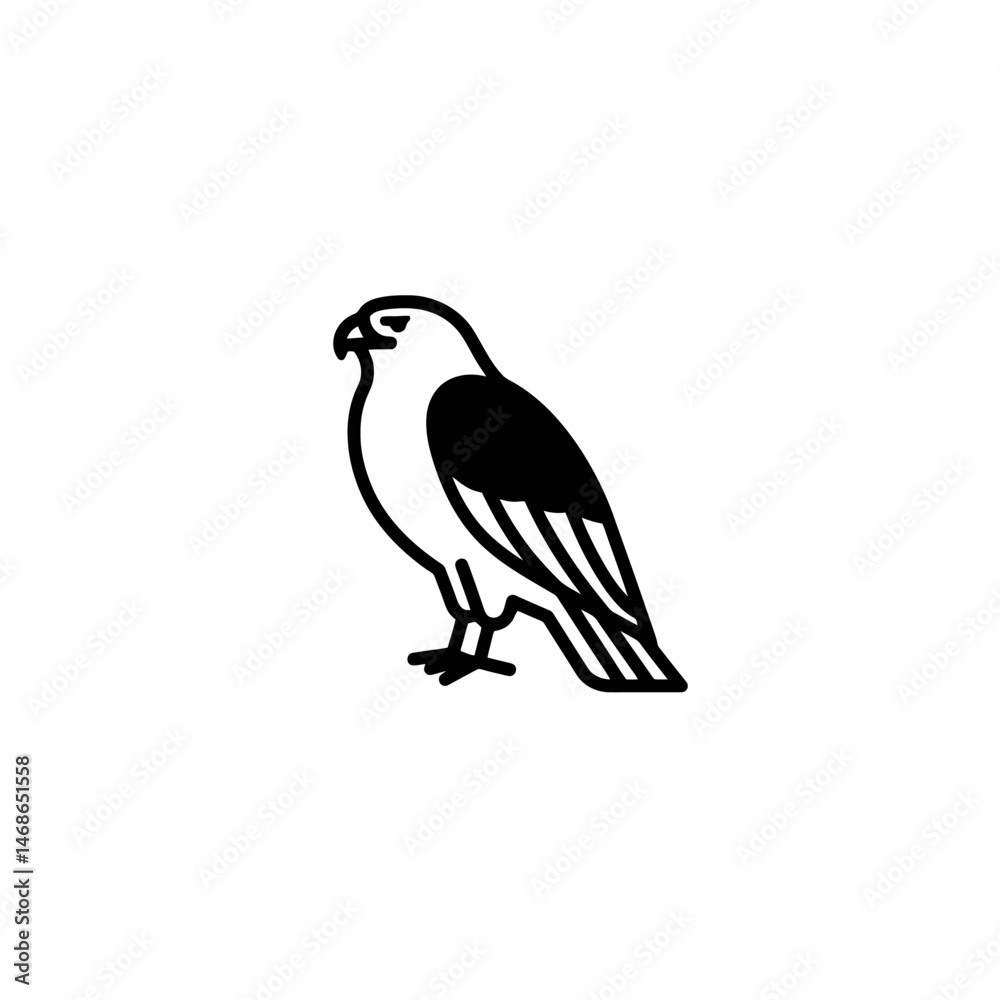 Obraz premium Minimalist Eagle Icon: Bold Line Art on White
