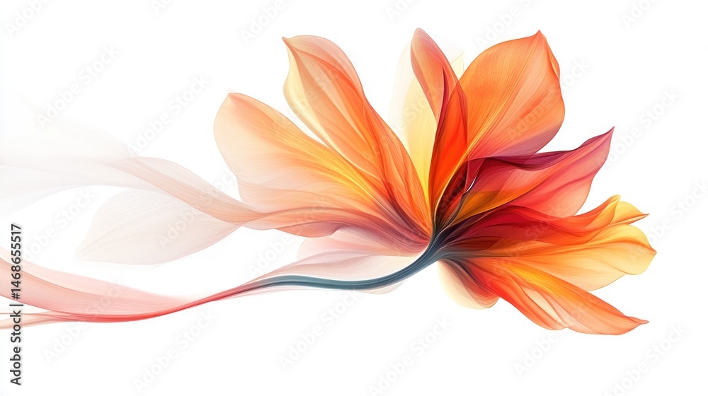 Fototapeta premium Abstract, ethereal flower design, soft orange tones