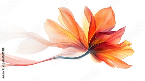 Abstract, ethereal flower design, soft orange tones