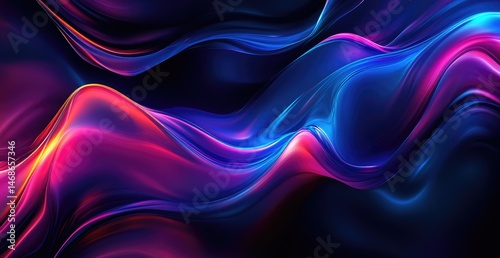 Wallpaper Mural Vibrant, flowing abstract artwork with luminous, swirling colors in pink, blue, and yellow hues against a dark background Torontodigital.ca