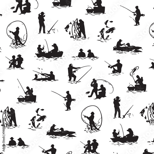 Fish Hunting Silhouette | Fishing Vector Clipart