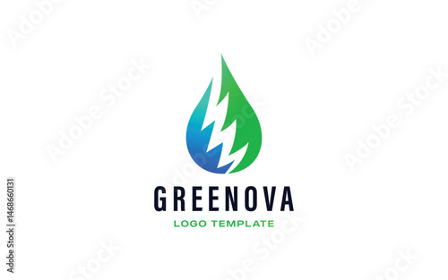 Eco-Friendly Water Drop Logo with Green Abstract Design