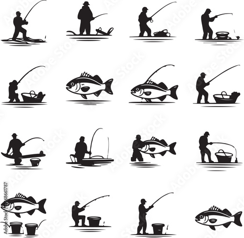 Fish Hunting Silhouette | Fishing Vector Clipart"

"Fisherman and Fish Scene | Outdoor Hunting SVG"

"Fishing Sport Vector | Catching Fish Illustration"

"Man Fishing Silhouette | Lake Fishing Clipart