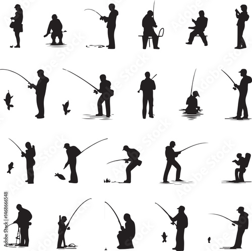 Fish Hunting Silhouette | Fishing Vector Clipart"

"Fisherman and Fish Scene | Outdoor Hunting SVG"

"Fishing Sport Vector | Catching Fish Illustration"

"Man Fishing Silhouette | Lake Fishing Clipart